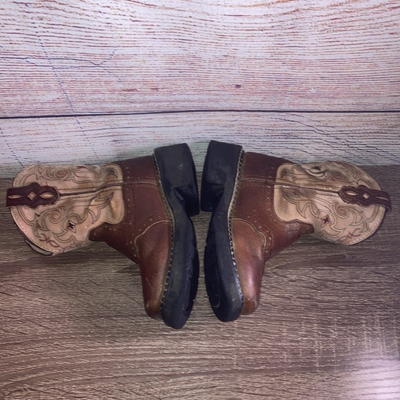 Pre Owned Little Girls Justin Brown Leather Square Toe Western Boots Size 8.5 D - Picture 7 of 12